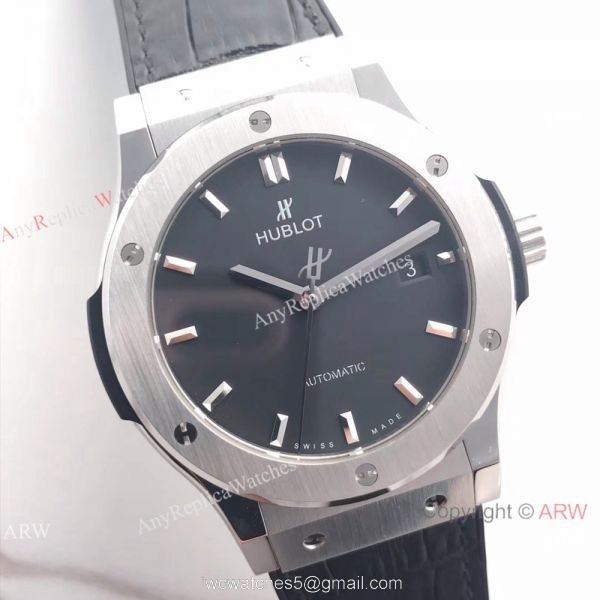 Swiss Hublot HUB1112 Classic Fusion Titanium Watch Black Gummy Strap