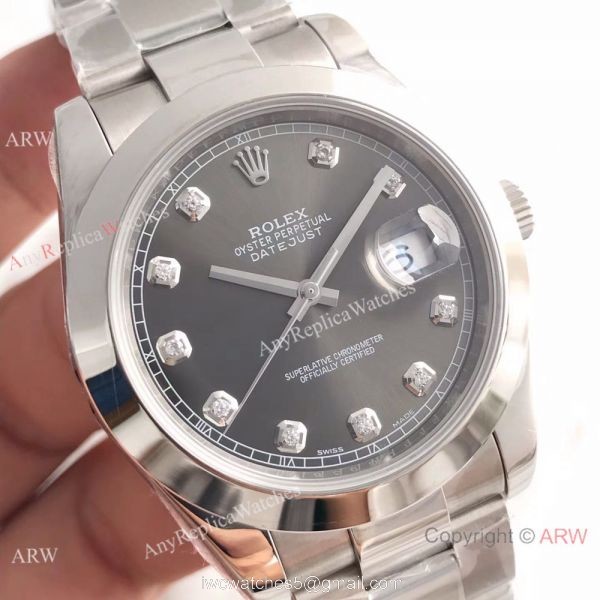 Bp Factory Rolex Oyster DateJust II 41mm Watch SS Grey Diamond Dial
