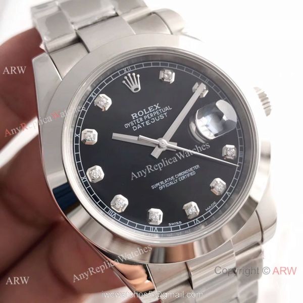 UPGRADED Oyster Perpetual Datejust 41mm Black Diamond Watch / BP Factory Rolex