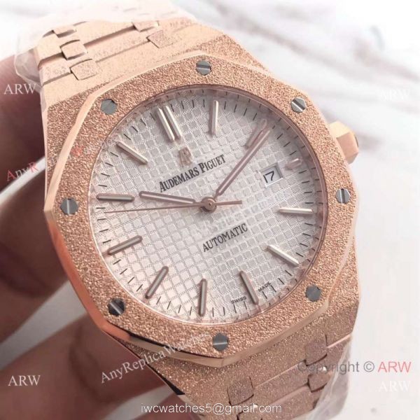 JF Factory Newest Audemars Piguet Watches For Sale Royal Oak Frosted Gold w White Dial