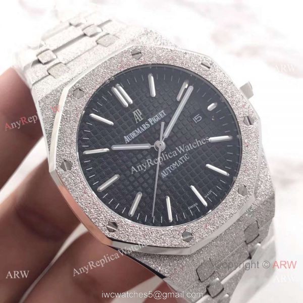 JF Factory Audemars Piguet Royal Oak Watch Replica Frosted Black Dial