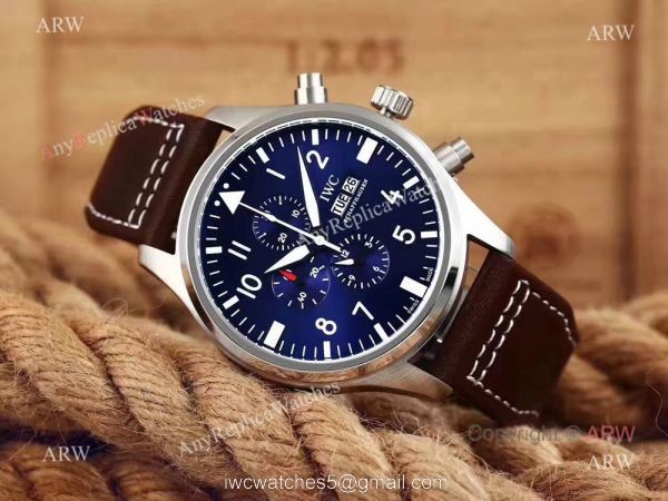 Replica IWC Pilots Chronograph Spitfire Dark Blue Dial Watch at Anyreplicawatch