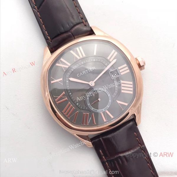 Drive De Cartier WGNM0003 Rose Gold Black Roman Watch Swiss Replica