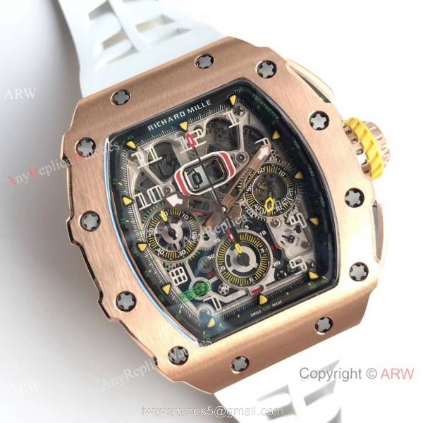 KV Factory Swiss Grade Richard Mille Flyback RM 11-03 Replica Watch Rose Gold Skeleton