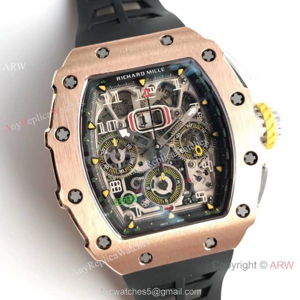 KV Factory Swiss Richard Mille RM 11-03 Flyback 7750 Watch Skeleton Dial Black Rubber