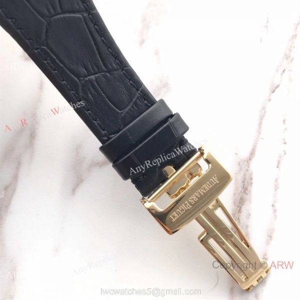 Audemars Piguet Royal Oak Perpetual Calendar Replica Moon Watch Black Leather Strap