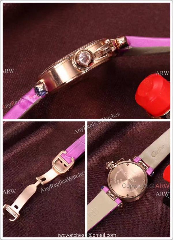 Wholesale Price Replica Cartier Pasha Lady Watch Rose Gold Case Blue Version