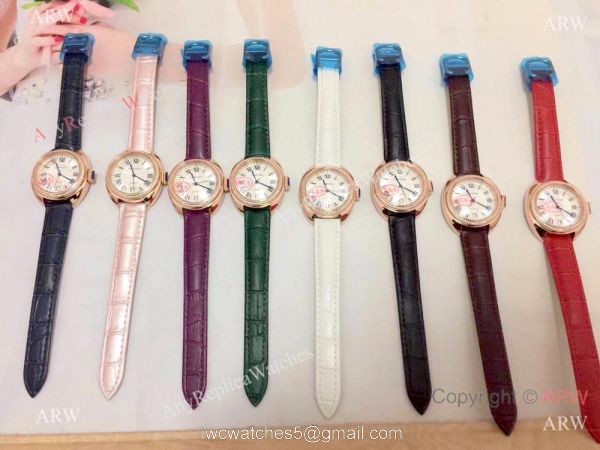 Fake Cle de Cartier Roman Dial Rose Gold Diamond watch Women Size