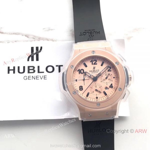 Hublot Big Bang Rose Gold Pink Dial Replica Watch 4100 Swiss Grade