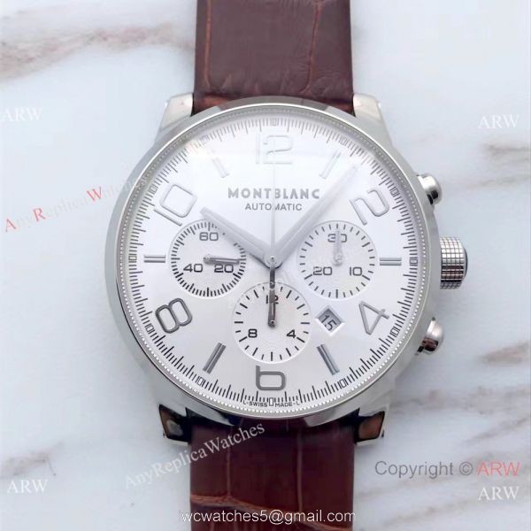 Mont Blanc Clone TimeWalker Chronograph Brown Leather Strap Watch Grade AAA