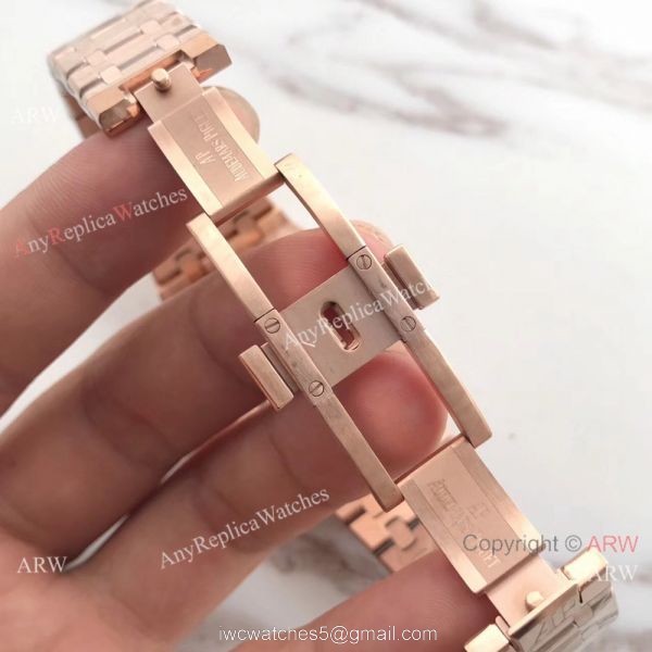 JH Copy Audemars Piguet Royal Oak Automatic Extra Thin Watch Rose Gold Diamond Bezel