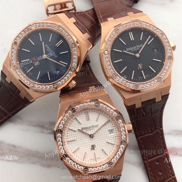 JH Factory Replica Audemars Piguet Jumbo Extra Thin Rose Gold Diamond AP Watch 39MM
