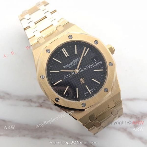 Audemars Piguet Royal Oak Yellow Gold Black Face 39mm Watch Buy Replica