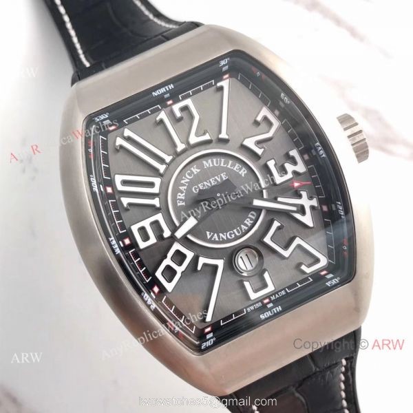 Swiss 1:1 Replica Franck Muller V45 Titanium Black Gummy Strap Watch 45mm