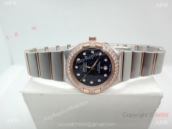 Omega Constellation Two Tone Rose Gold Sky Moon Dial Watch