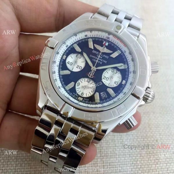 Breitling Chronomat B01 Watches Stainless Steel Dark Blue Dial