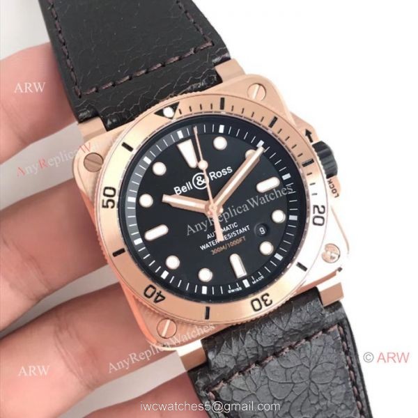 Newest Replica Bell and Ross BR03-92 Diver Bronze Watch Rose Gold