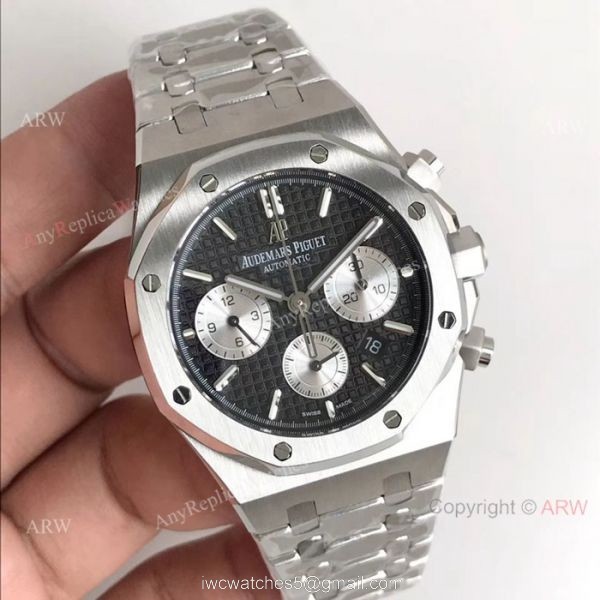 Swiss 7750 Royal Oak Audemars Piguet Replica Watch Stainless Steel Black Dial