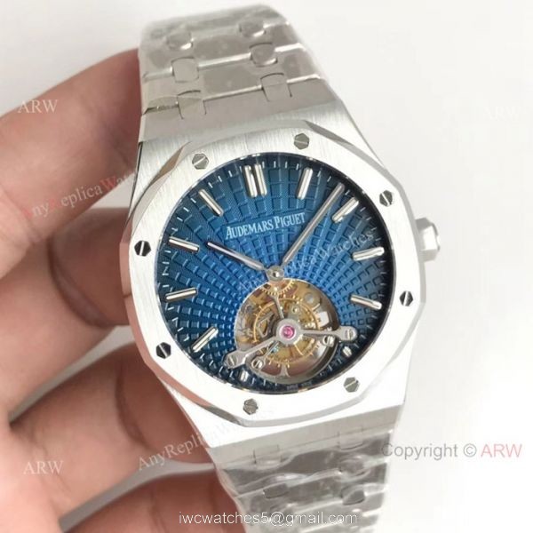 Swiss Copy Audemars Piguet Royal Oak Extra-Thin Tourbillon Blue Dial Watch 2924 Movement