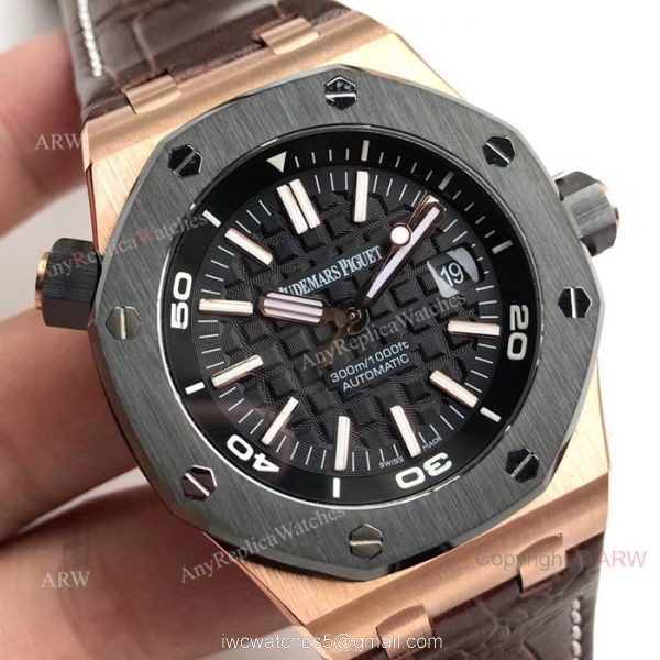 Swiss Grade Replica Audemars Piguet Divers 3120 Watch Rose Gold Black Bezel