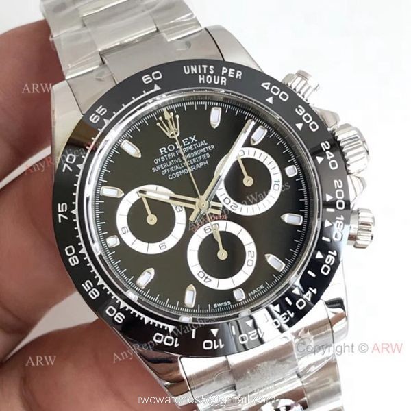 Rolex Daytona 904L Stainless Steel Black Ceramic Watch AR Replica Watches