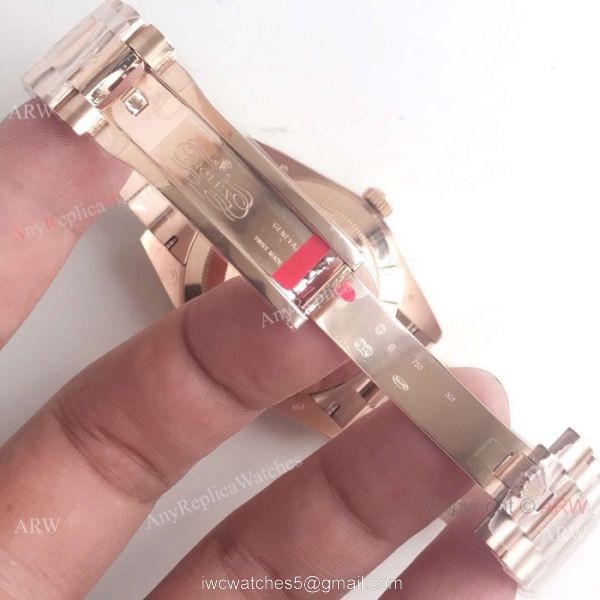 Swiss 2836 DayDate II Rolex Presidential 41mm Replica Watch Rose Gold Silver Dial