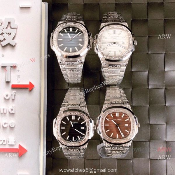 High Replica Patek Philippe Nautilus White Face Stainless Steel Tattoo Watches