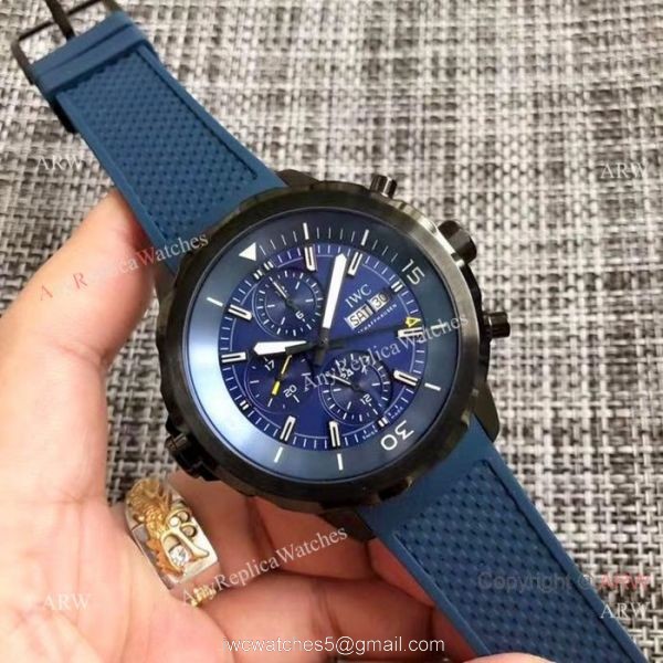 Replica IWC Aquatimer Watch Black Case Blue Chronograph Dial