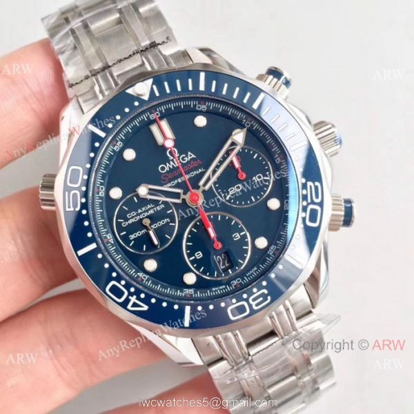 Swiss Grade Omega Seamaster 300 Replica Watch Stainless Steel Blue Dial