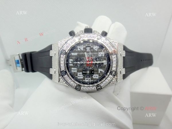 Best Copy Audemars Piguet Royal Oak Offshore Watch Full Diamond Gray Dial
