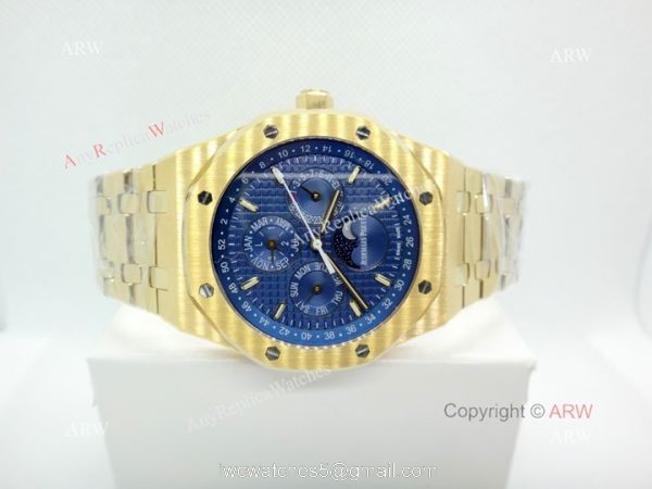 Audemars Piguet Royal Oak Perpetual Calendar Replica Watch Blue Dial Yellow Gold