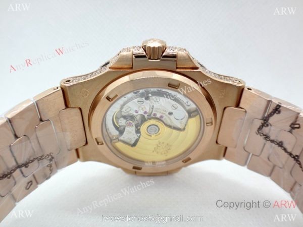 Highest Quality Patek Philippe 5719 Nautilus Jumbo Watch Rose Gold Full Diamond