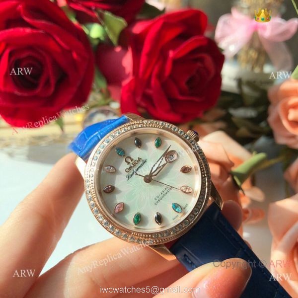 Omega ladymatic Diamond Watches New Replica Omega Watch White Face Rose Gold