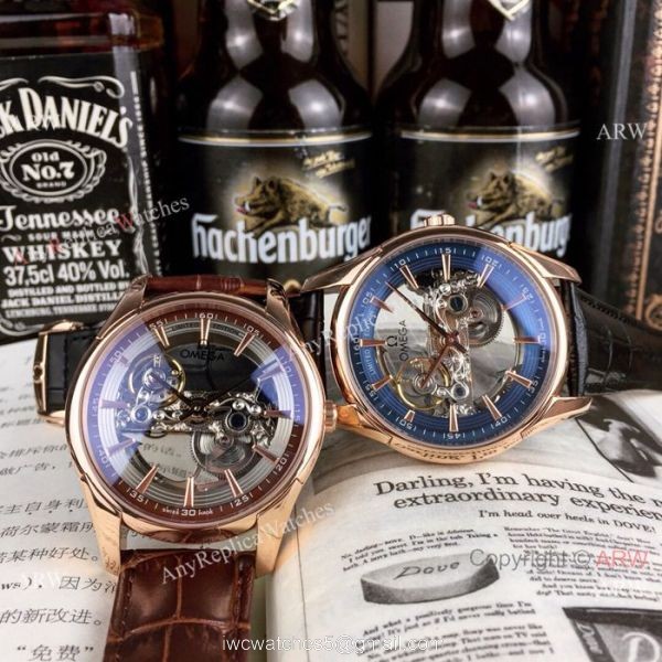 Best Replica Omega Rose Gold Hollow Dial Watches