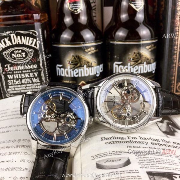 New Style Replica Omega Skeleton Watches Silver Case 42mm