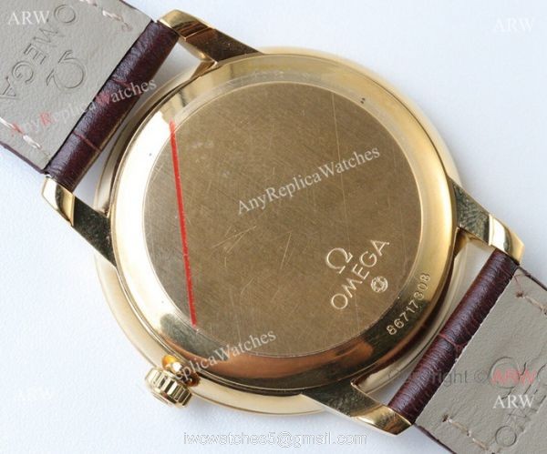Swiss 2824 Omega De Ville Replica Watch Gold Case Silver Dial