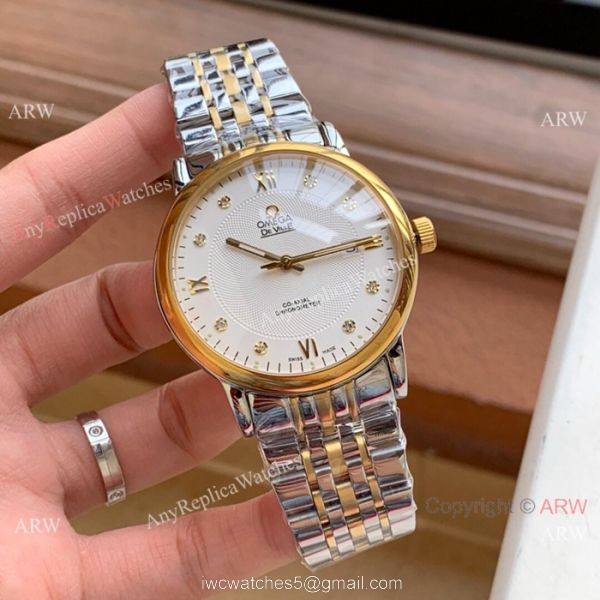 New Style Omega DeVille Automatic Watches Two Tone White Face