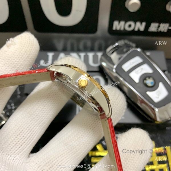 Omega Water Resistant Lady Watches Copy Gold Diamond Case