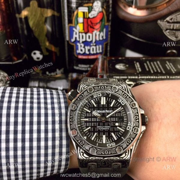 Replica Audemars Piguet Royal Oak Offshore Tattoo Watch SS Black Dial