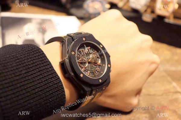 Hublot Big Bang Unico TMT Black Chronograph Watch Yellow Gummy Strap