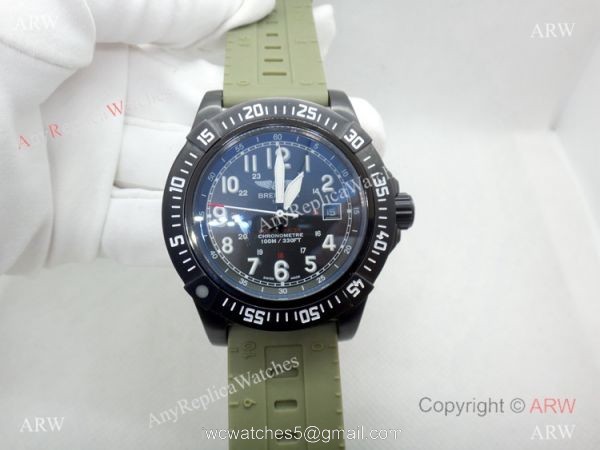 Fake Breitling Colt Skyracer Black Case Green Rubber Band Watch