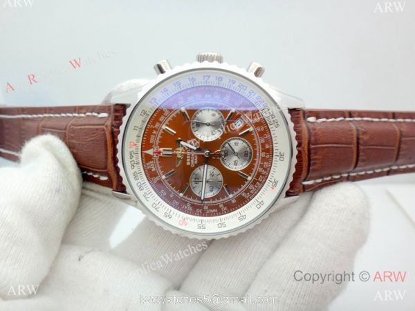 Copy Breitling Navitimer Chronometre Japanese Watch SS Brown Dial