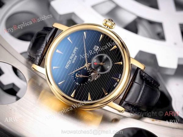 Patek Philippe geneve Calatrava Watch Gold Case Black Face