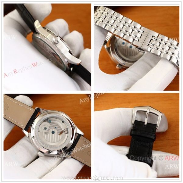 Patek Philippe Calatrava Copy Watches Two Tone Rose Gold Black Face