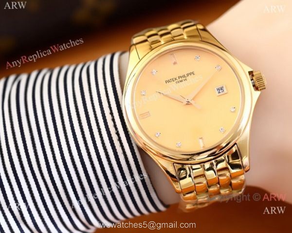 Patek Philippe Geneve Calatrava Replica Watch 2-Tone White Dial