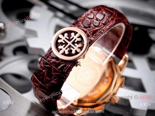 Copy Patek Philippe Geneve Chronograph Watch White Dial Brown Leather Band
