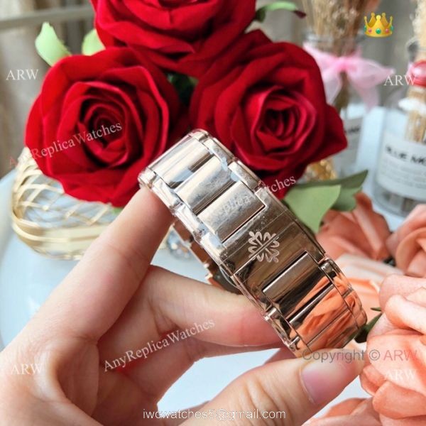 Copy Patek Philippe Twenty-4 Lady Watches Rose Gold Brown Dial -Swiss Quality