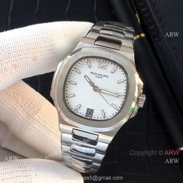 Fake Patek Philippe Nautilus Womens Watches SS Black Face QUARTZ