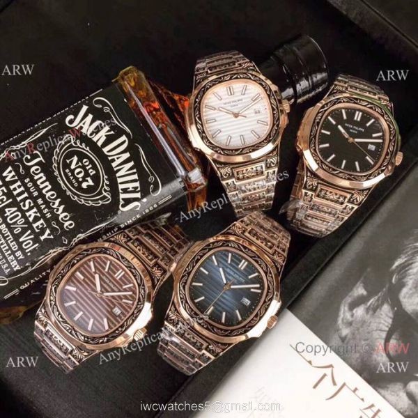 Clone Patek Philippe Nautilus White Face Rose Gold Tattoo Watch 40mm