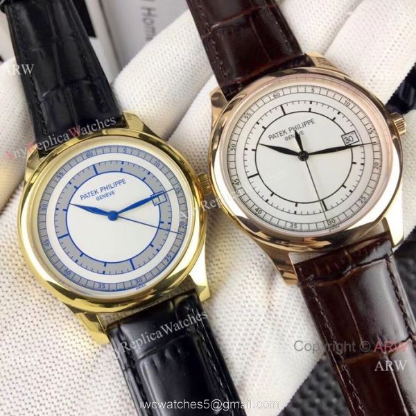 AAA Replica Patek Philippe Calatrava Watches Gold Case White Dial